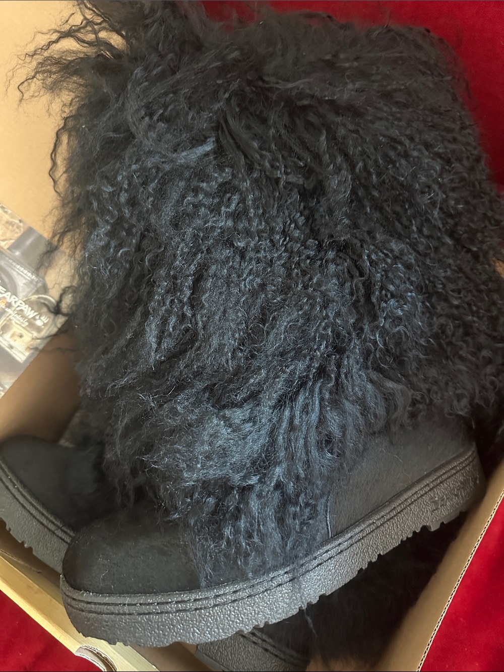 BearPaw Boetis II Fuzzy boots Real Lamb Fur Wool Lined Boots size 8 in box